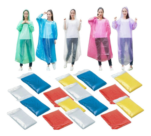 Poncho Lluvia Desechable 20 Piezas, Poncho Impermeable