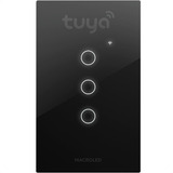 Tecla Tactil Wifi 3 Canales Tuya Alexa Siri Google Negro