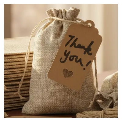 50 Bolsas Costales Yute Dulceros Regalo Recuerdo+accesorios Beige Floreado