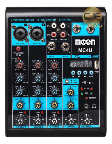 Mixer Moon Mc4u 4 Canales Fx Rep Usb Bluetooth Phantom Cjf