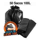  Saco De Lixo Preto Resistente 100 Litros 50un Antivazamento