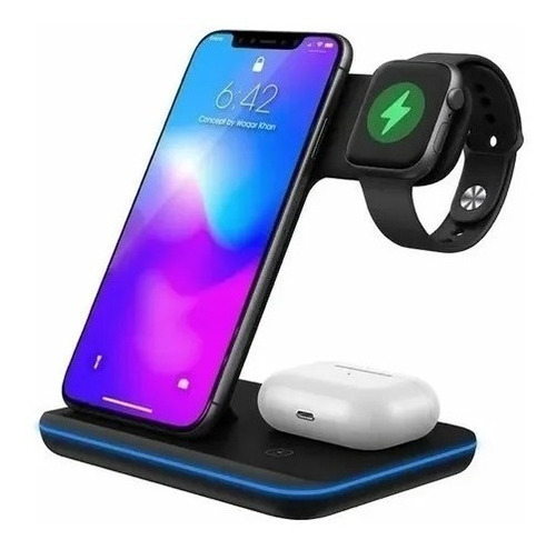 Base De Carga Inalámbrica 3en1 Para iPhone Smartwatch Airpod