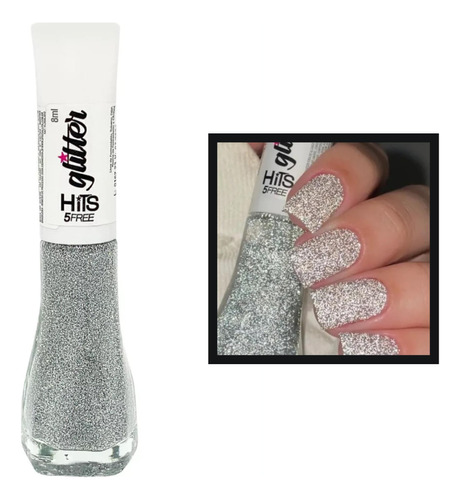 Esmalte Hits Diamante Estrela Glitter Refletivo Prata