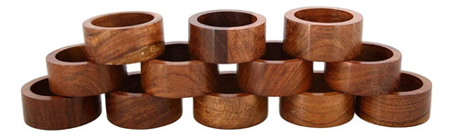 12 Anillos Para Servilletas De Tela Hechos De Madera