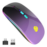 Mouse Inalambrico Bluetooth Recargable, Negro / Violeta