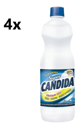 Água Sanitária Super Candida Cloro Ativo - Kit 4un 1l
