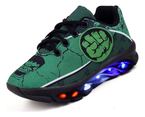 Tenis Infantil De Led Meninos Super Heroi Masculino Luzinha