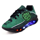 Tenis Infantil De Led Meninos Super Heroi Masculino Luzinha