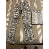 Conjunto Jean Y Buzo Animal Print Reptil