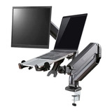 Soporte Doble Monitor Hidráulico Curvo Con Porta Notebook