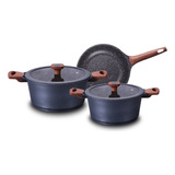 Conjunto De Panelas Cerâmica 3 Peças Fogão Indução Cooktop Cor Azul