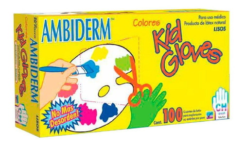 Guantes Descartables Ambiderm Kid Color Surtido Talle S De Látex Con Polvo X 100 Unidades