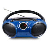 Singing Wood 030b: Reproductor De Cd Portátil Con Bluetooth, Radio Estéreo Am/fm, Entrada Auxiliar, Conector Para Auriculares, Alimentación Por Cable O Batería (azul Starlight).