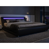 Base Cama Plataforma Led Matrimonial Cabecera Ajustable Mont