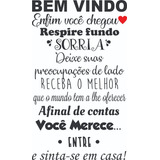 Adesivo Parede Decorativo Bem Vindo Motivação Hall 60x100cm Cor Preto