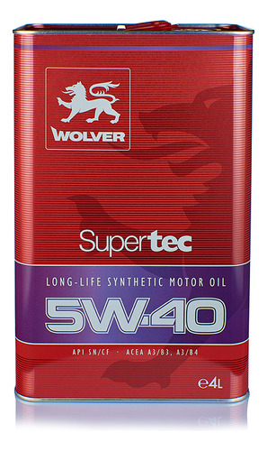 Aceite Wolver Supertec 5w40 X4l 100% Sintetico