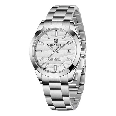 Reloj Benyar 5208m Hombre Acero Inoxidable Plateado Fondo Blanco | Envío gratis