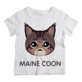 Camiseta Infantil Menino Gato Maine Coon
