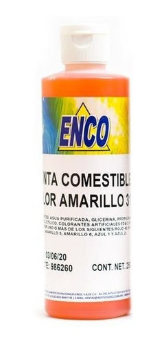 Tinta Comestible Amarillo Enco 250ml Para Impresora 3113-250