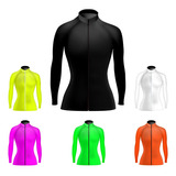 Jersey De Ciclismo Neon Fluo, Liso M Larga Mujer Visibilidad