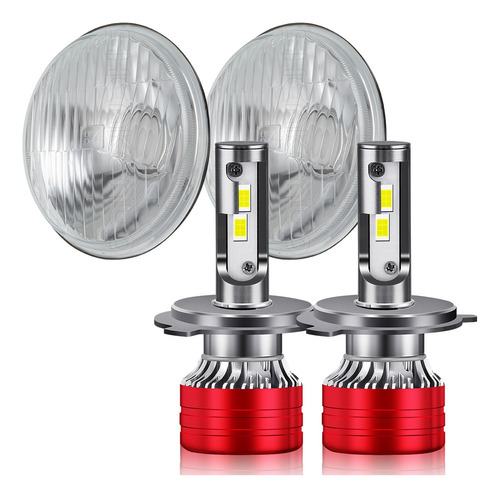 2pc 7 Pulgadas Redondo Faros Carcasa De Vidrio, H6024