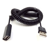 Cable Usb De Resorte En Espiral Macho A Hembra Negro