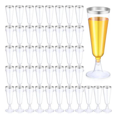 Copas Champagne Plastico Brindis Boda Xv Años Cena 50pz
