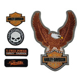 Combo Parches Harley Davidson Bordado Reflectivo Rockers X5