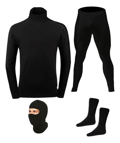 Kit Roupa Térmica Frio Intenso Gola Alta Calça Touca Meias