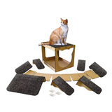 Playground Parquinho Suspenso Para Gatos 7 Peças Com Ponte Cor Mdf