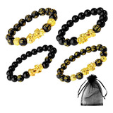 Sumfox 4 Uds Feng Shui Pulseras Pulsera De Obsidiana Negra P