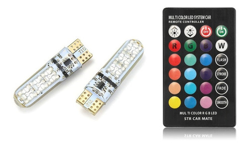 Kit Led Posicion T10 W5w Multicolor Rgb Control Remoto