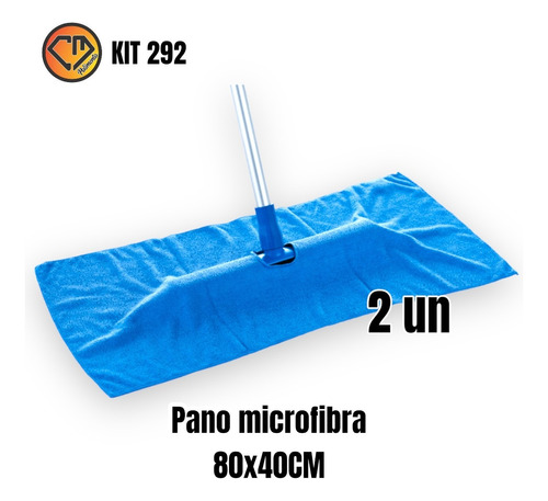 Kit 292- 2 Panos Chão Microfibra Furo Central Rodo Mop 80x40
