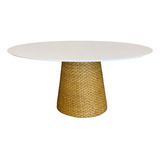 Mesa De Jantar Cone Redonda 140cm Náutica Fibra Natural 