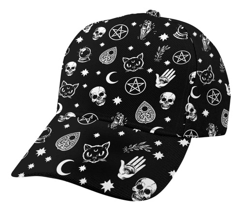 Acdadrt Colorido Calavera Gato Luna Patrón Gótico Gorra De B