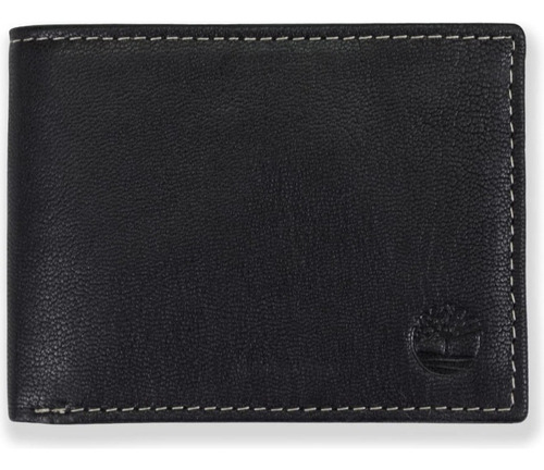 Cartera Para Hombre Timberland De Cuero Trifold D01388 Color Negro (vertical)