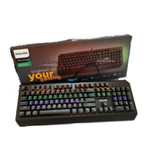 Teclado Mecânico Gamer Philips Usb Led Rgb Luminoso 8413