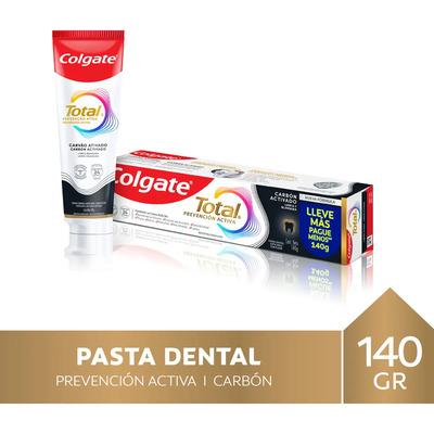 Pasta Dental Colgate Total Carbón Activado con Flúor 140 G | MercadoLibre