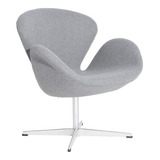 Silla Poltrona Swan Chair Jacobsen Chenille Gris Claro Kubus