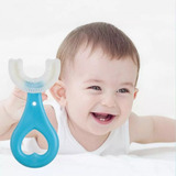 Escova De Dente Infantil 360º 7 A 12 Anos Formato De U Azul