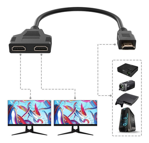 Hdmi Macho A 2 Hdmi Hembra 1 En 2 Salidas Adaptador De Cable