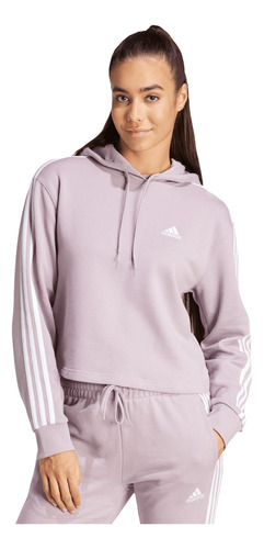 Sudadera adidas Essentials 3 Stripes Mujer Morado