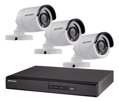 Kit Seguridad Hikvision Dvr 4ch + 3 Camaras 2 Mp Vigilancia 