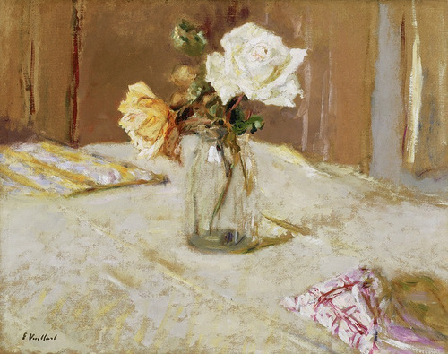 Rosas Vaso De Vidro Pintura De Vuillard Na Tela 100cm X 80cm