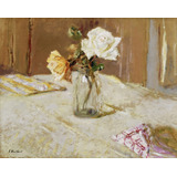 Rosas Vaso De Vidro Pintura De Vuillard Na Tela 100cm X 80cm