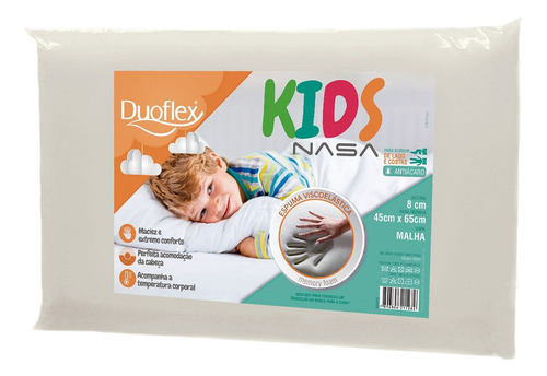 Travesseiro Duoflex Kids Nasa Tradicional 63cm X 8cm Cor Branco
