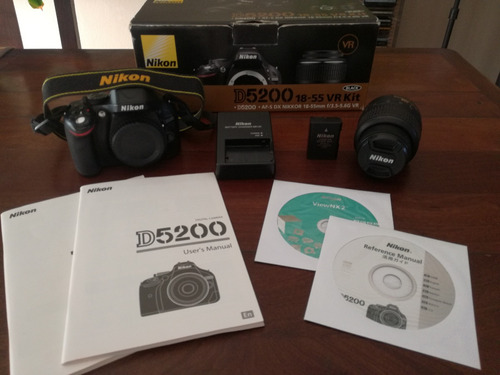  Nikon Kit D5200 + Lente 18-55mm Vr Dslr Negra Impecable