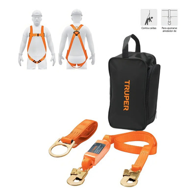 Kit Contra Caídas Arnés De Un Anillo Truper 100888 Color Naranja | Meses sin interés