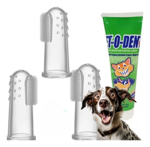 Pasta Dental Perros Gatos Cepillo Dedo Sarro Pet O Dent Kit