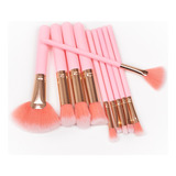 Set 10 Brochas Maquillaje Profesional Nuevo Gugus Pink